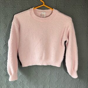 Wonder Nation Pullover Sweater Girls Medium 7/8 Pink Cropped Furry